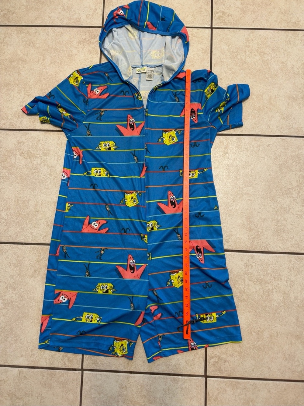 SpongeBob SquarePants Patrick Adult Hooded Romper Pajamas Costume XL - Picture 5 of 6